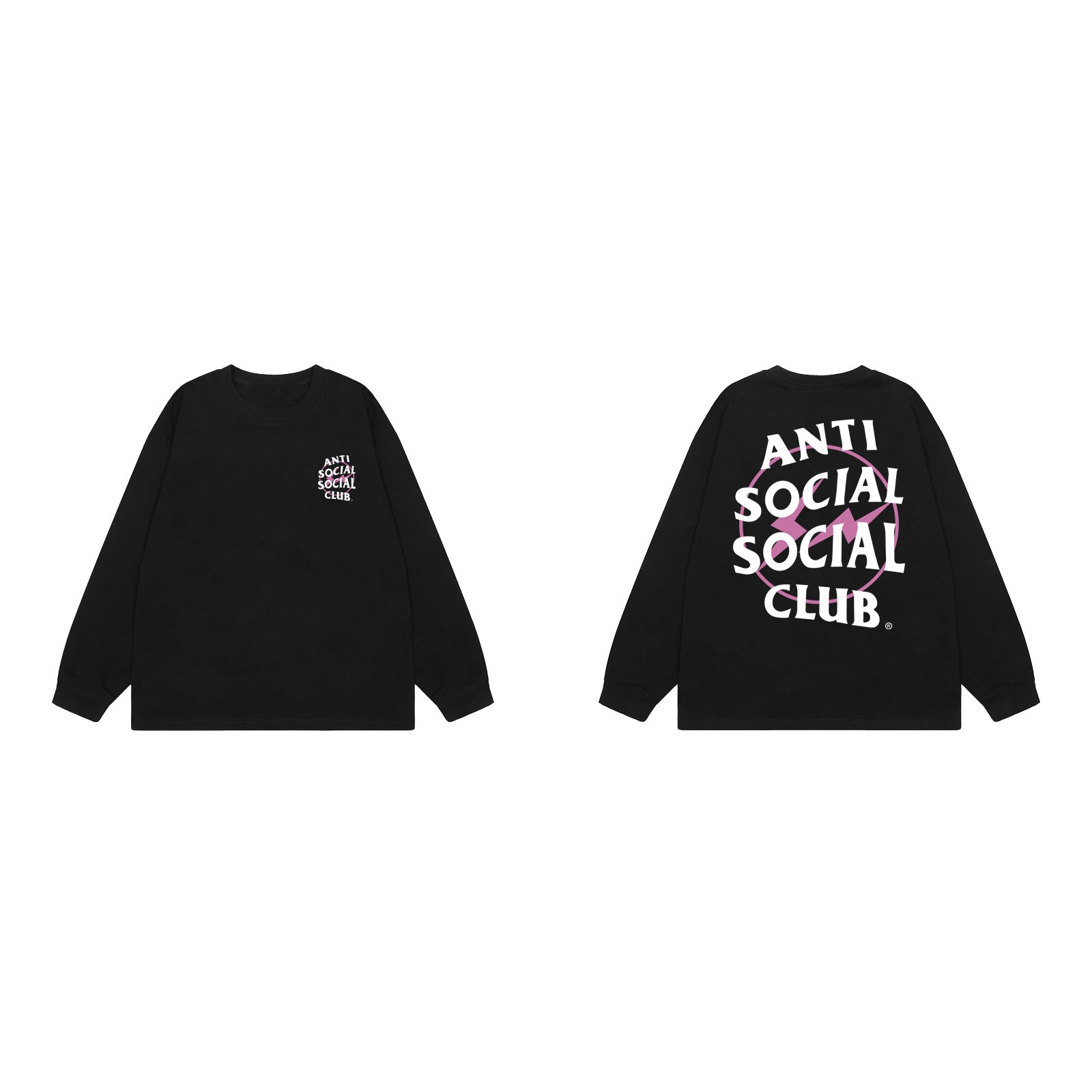 Anti Social Social Club Pink Circle Logo Long Sleeve T-Shirt - Black