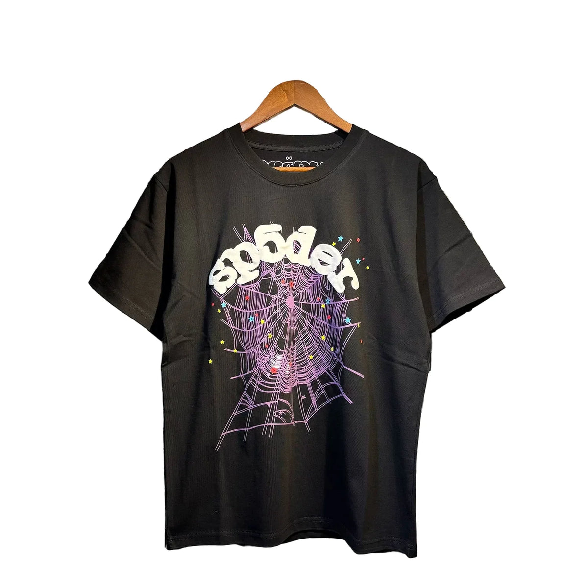 Sp5der European and American high street hip-hop trend brand unisex creative print summer loose cotton short sleeved T-shirt fog (3)