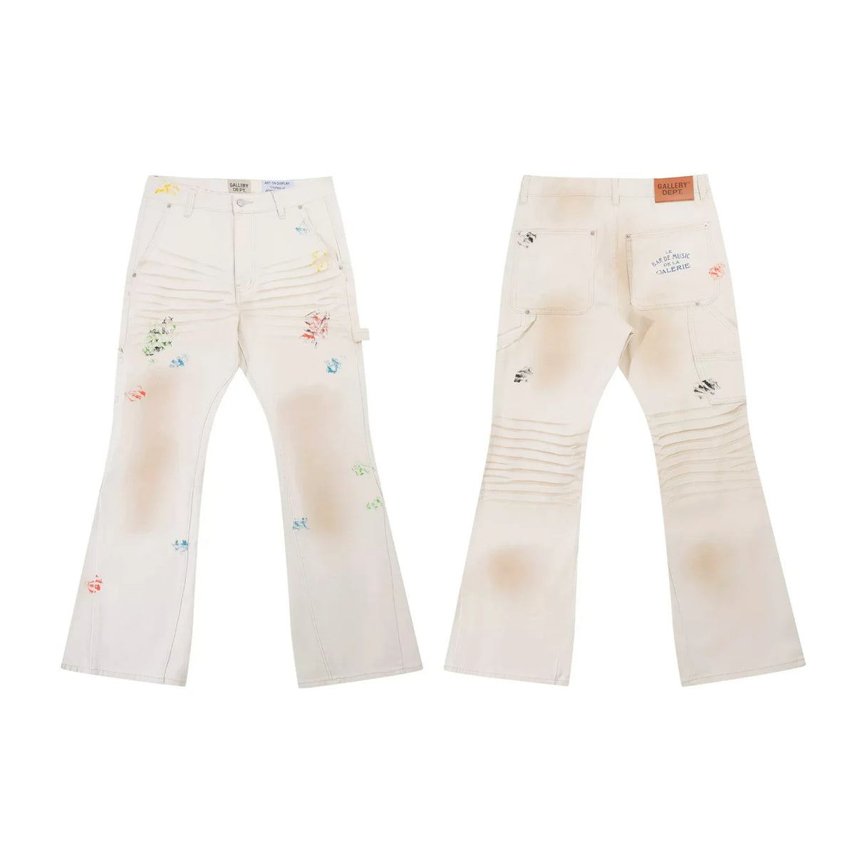 Gallery Dept Cream Multi‑Color Art Print Flare Jeans