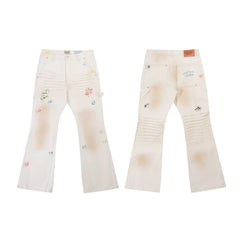 Gallery Dept Cream Multi‑Color Art Print Flare Jeans