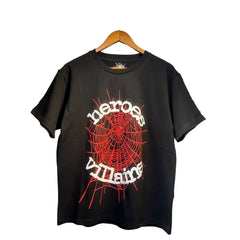 Sp5der European and American high street hip-hop trend brand unisex creative print summer loose cotton short sleeved T-shirt fog (19)