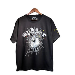 Sp5der European and American high street hip-hop trend brand unisex creative print summer loose cotton short sleeved T-shirt fog (27)