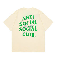 Anti Social Social Club Green Lightning Circle Logo T-Shirt - Cream