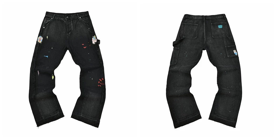 Gallery Dept Black Multi‑Mark Carpenter Jeans