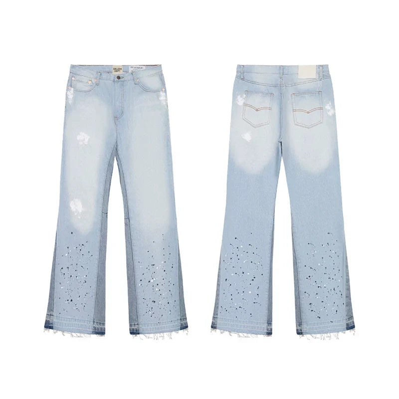 Gallery Dept Light‑Blue Bleach‑Spot Flare Jeans