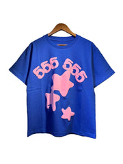 Sp5der European and American high street hip-hop trend brand unisex creative print summer loose cotton short sleeved T-shirt fog (18)