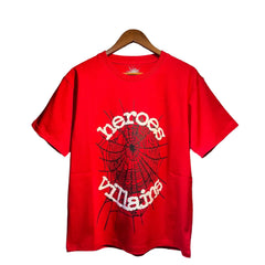 Sp5der European and American high street hip-hop trend brand unisex creative print summer loose cotton short sleeved T-shirt fog (20)