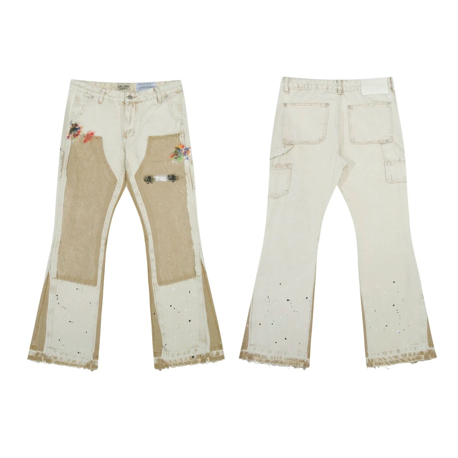 Gallery Dept Beige Floral Patch‑Work Flare Jeans