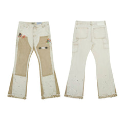Gallery Dept Beige Floral Patch‑Work Flare Jeans
