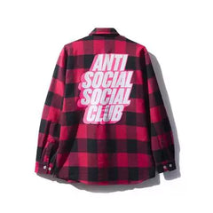 Anti Social Social Club Plaid Flannel Shirt - Red/Pink