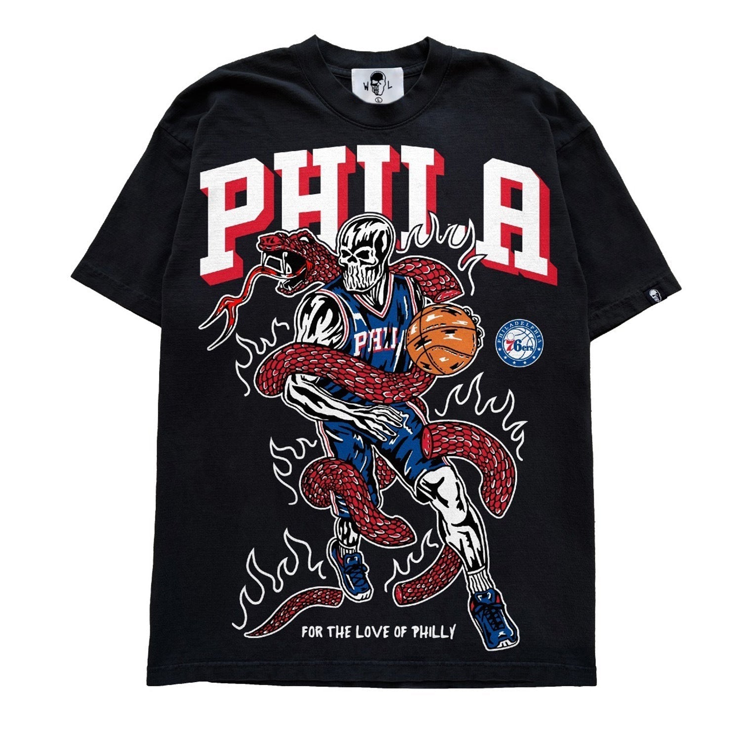 Warren Lotas Philadelphia Red Snake Basketball T-Shirt - Black