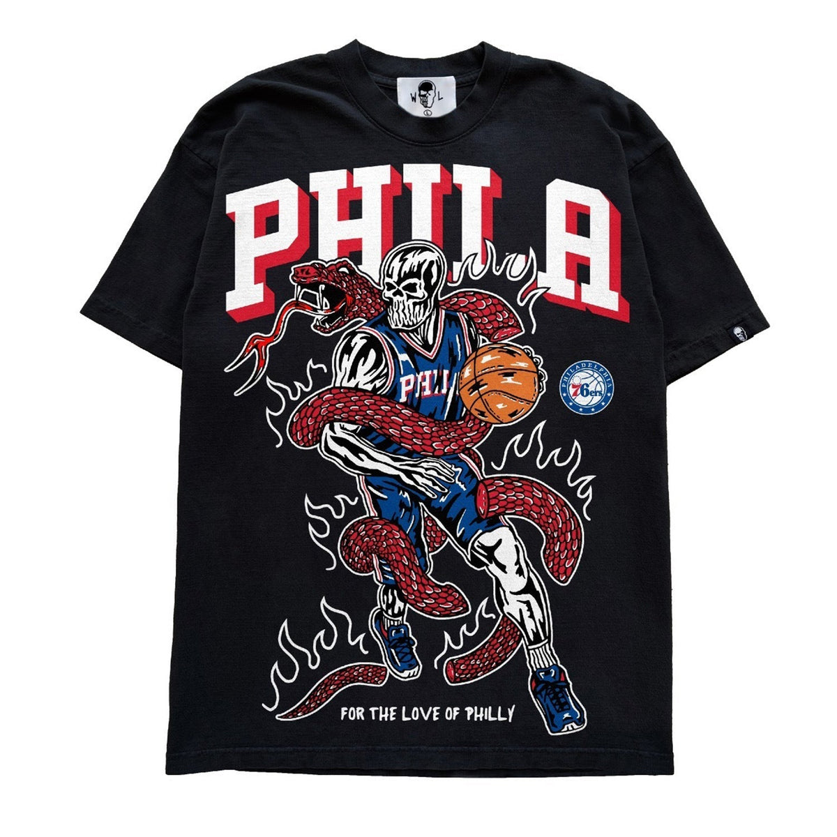Warren Lotas Philadelphia Red Snake Basketball T-Shirt - Black