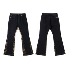 Gallery Dept Camo‑Panel Black Flare Jeans