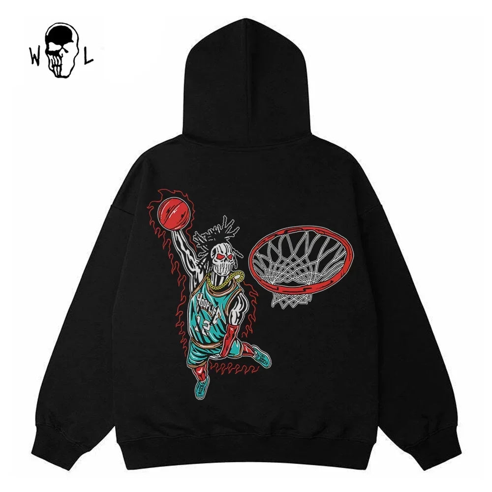 Warren Lotas Flame Dunk Skull Hoodie - Black