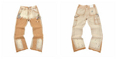 Gallery Dept Tan Patchwork Distressed Jeans