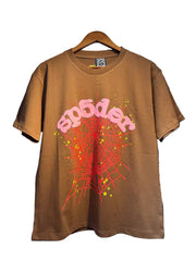 Sp5der European and American high street hip-hop trend brand unisex creative print summer loose cotton short sleeved T-shirt fog (4)