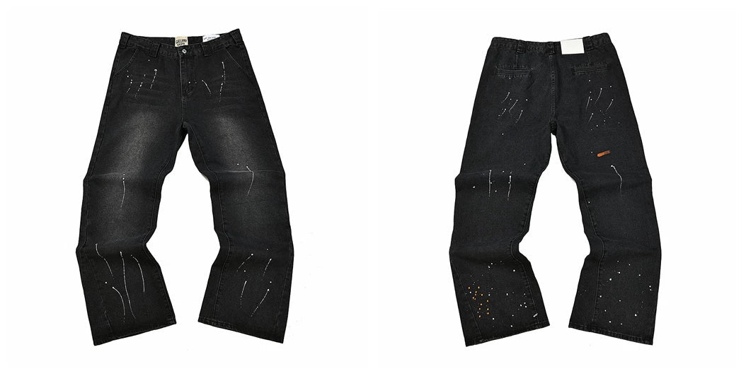 Gallery Dept Black Thin Paint‑Stroke Jeans