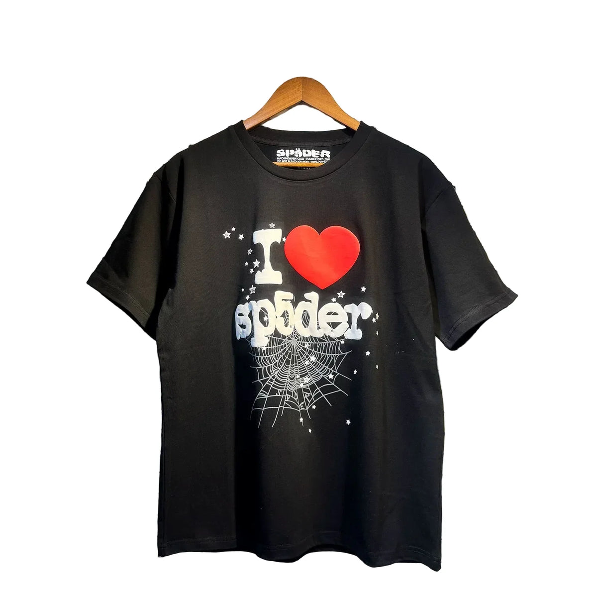 Sp5der European and American high street hip-hop trend brand unisex creative print summer loose cotton short sleeved T-shirt fog (22)