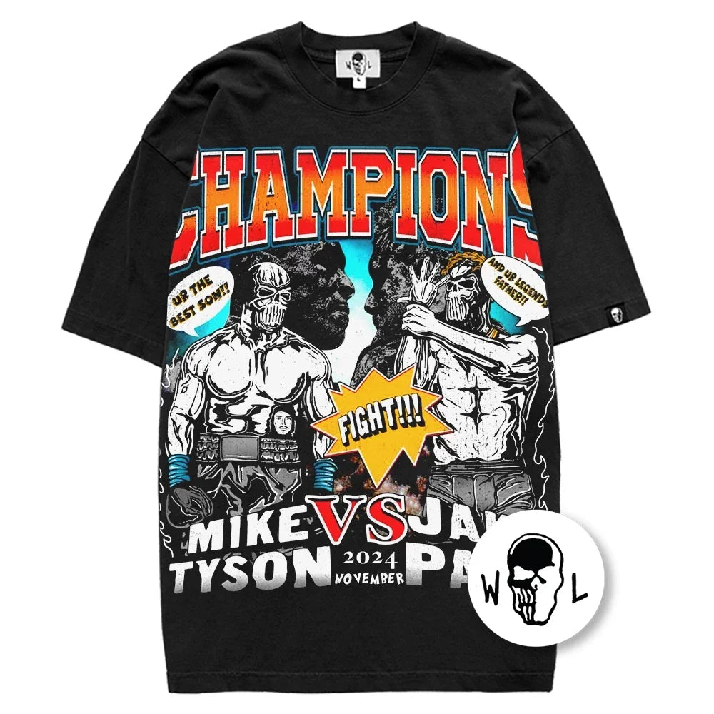 Warren Lotas Mike Tyson vs. Jake Paul Fight T-Shirt - Black