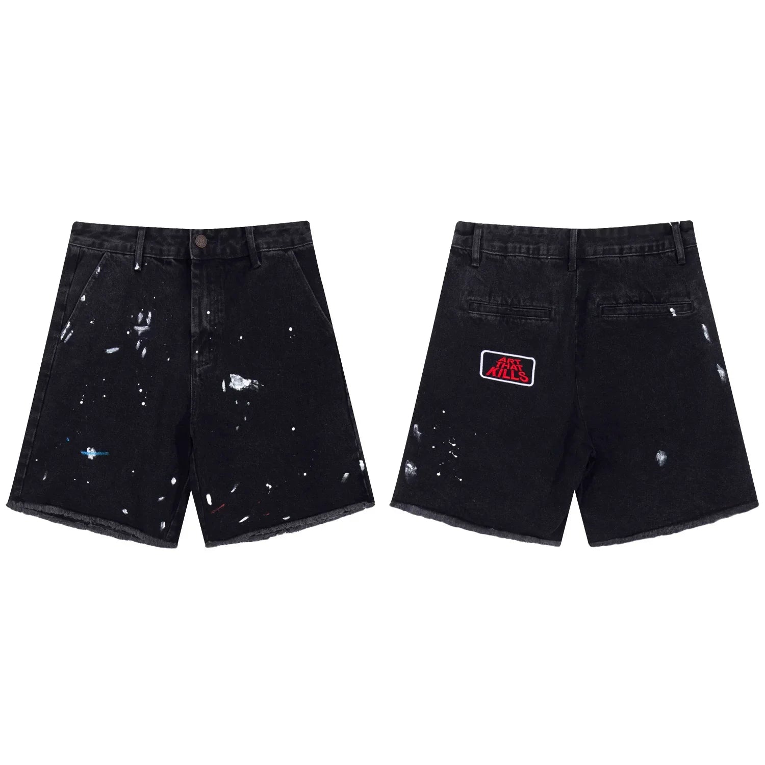 Gallery Dept Black Paint‑Splatter Denim Shorts