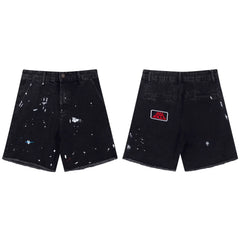 Gallery Dept Black Paint‑Splatter Denim Shorts