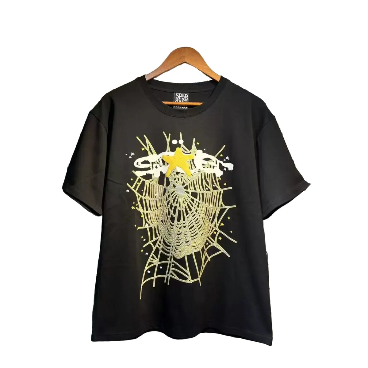 Sp5der European and American high street hip-hop trend brand unisex creative print summer loose cotton short sleeved T-shirt fog (14)