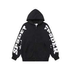 Sp5der Sleeve Logo Zip Hoodie — Black
