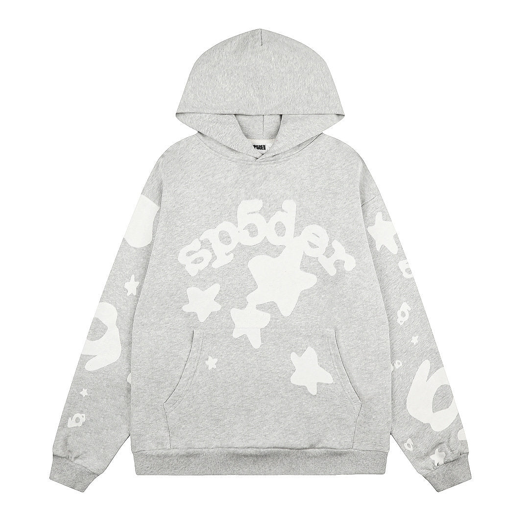 Sp5der Star Print Tracksuit — Grey