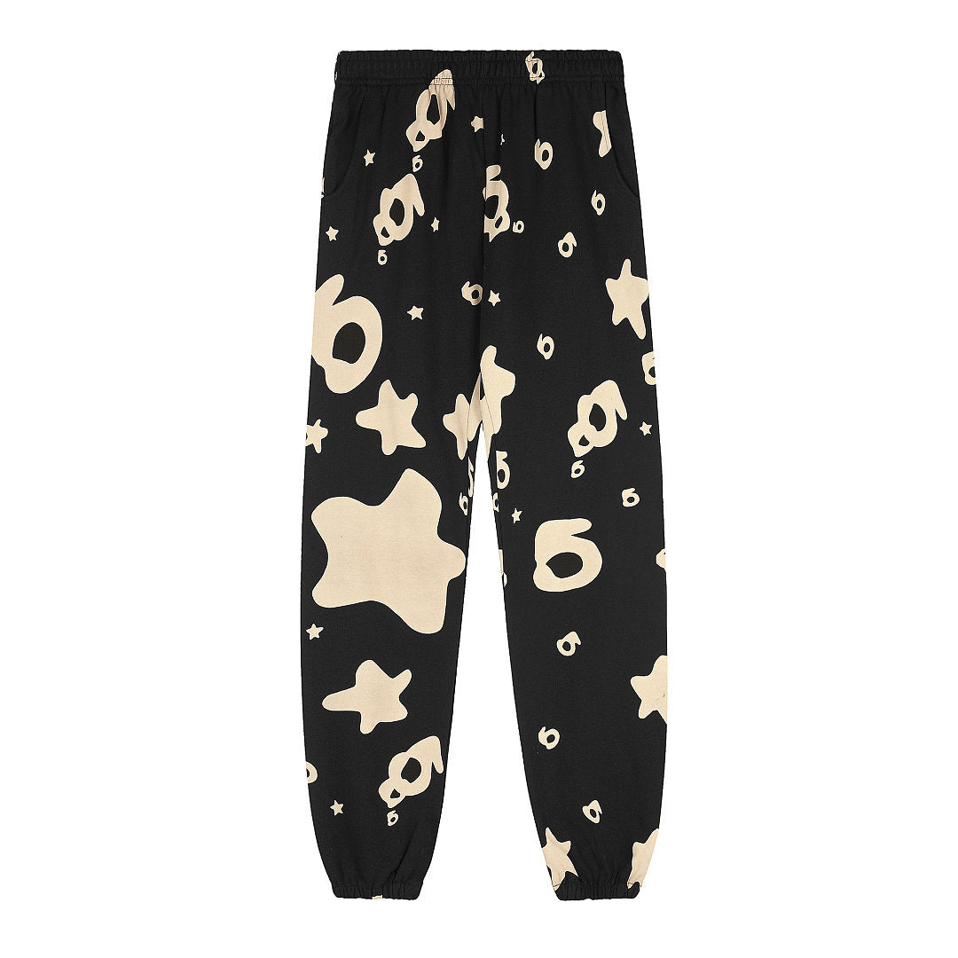 Sp5der Star Print Tracksuit — Black
