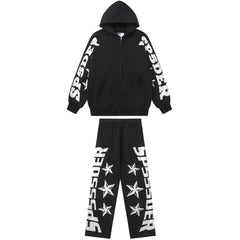 Sp5der Sleeve Logo Zip Hoodie — Black