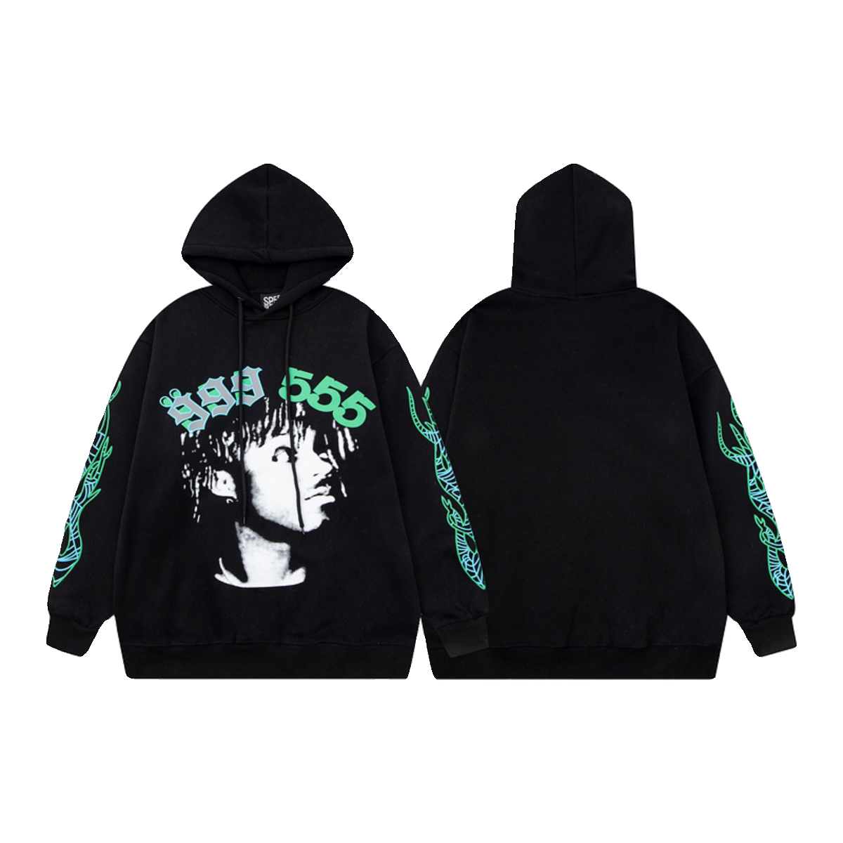 Sp5der 555 Portrait Hoodie — Black